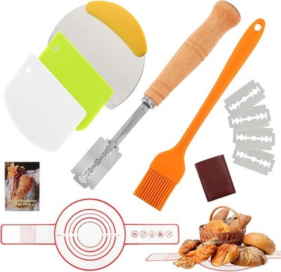 Bread Baking Tools Set, 12 Piece Kit with Silicone Baking Mat 21.5 cm,