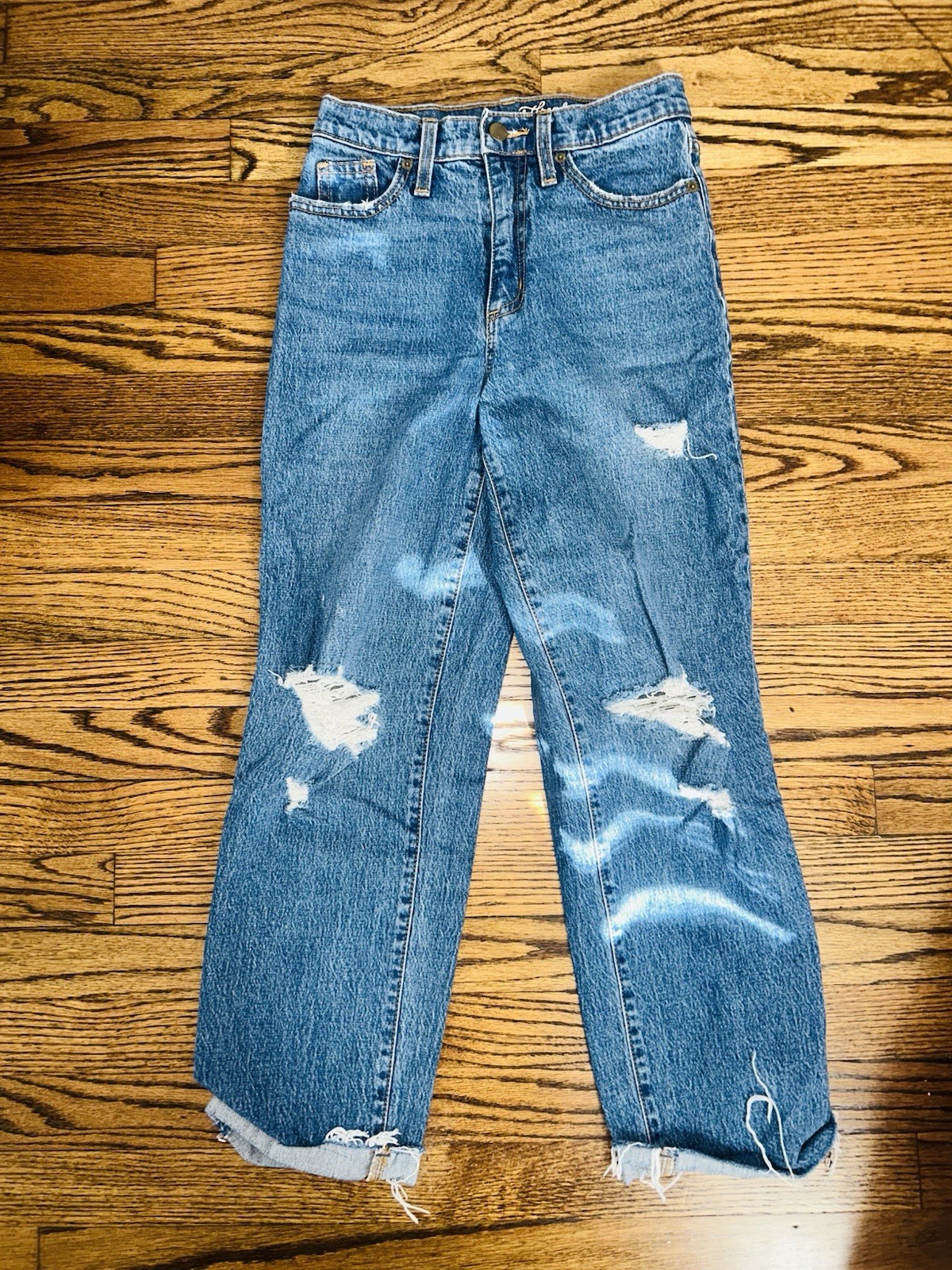 Universal Thread Cropped Distressed Mom Dark Jean… - image 1