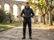 Men's Black Leather Jumpsuit Genuine Lambskin Hooded Style Motorcycle Biker Suit