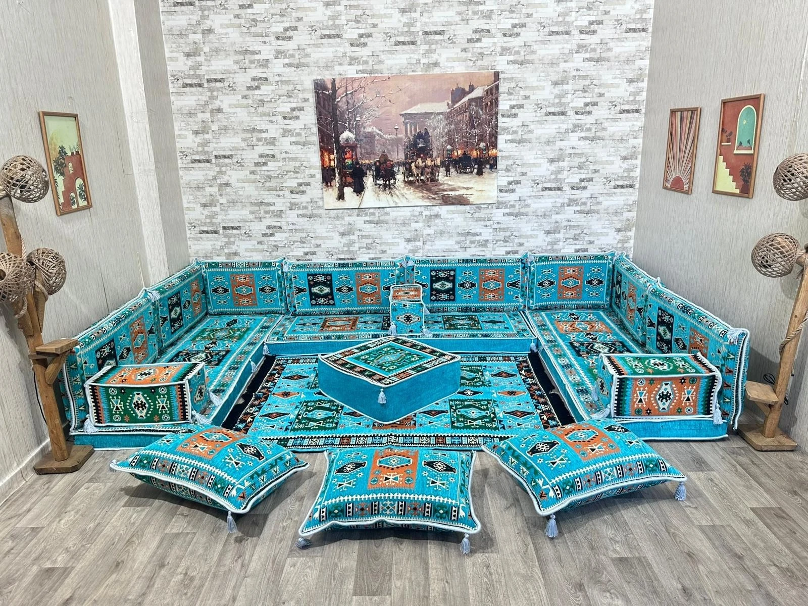 Arabic Corner Majlis, Seat Cushion, Oriental Seating Area, Oriental Sofa