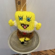 HAND CROCHETED-Sponge Bob Square Pants -3" Tall -NEW-PLUSHIE-RARE-ONE OF A KIND