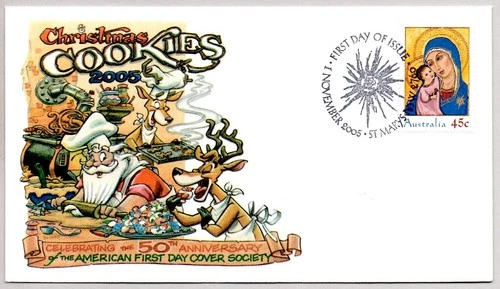 CHRISTMAS MADONNA AND CHILD, DAVE BENNETT AFDCS COURT OF HONOR AUSTRALIA FDC