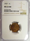 NGC MS 63 Red Brown 1907 Indian Head Cent