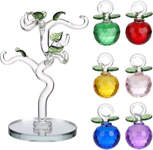 Crystal Apple Tree Ornament Figurine Glass Paperweight Decoration Centerpiece - Picture 5 of 7