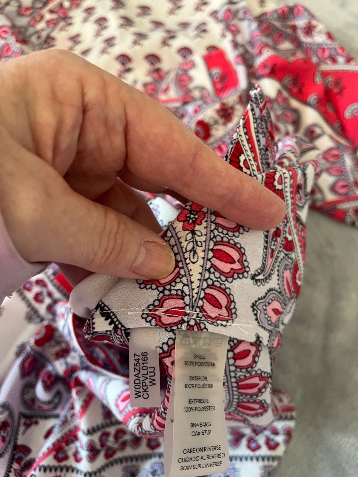 Calvin Klein Roll Sleeve V Neck Button Down Women’s PLUS Size Paisley L/S Blouse thumbnail 8