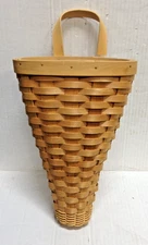 Woven Natural Wood Wicker Hanging Wall Basket seasonal storage flowers floral
