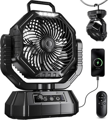 Camping Ventilator, 20000mAh Akku Ventilator mit Fernbedienung, stufenlose Geschwindigkeit, 270°