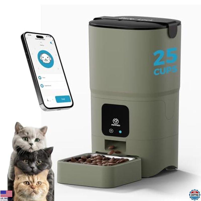 Smart 6L Auto Cat Feeder with APP Alexa Control Dual Power Stainless Steel Bowl