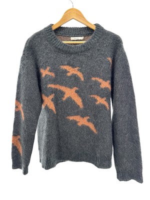 Sissy-Boy Beige TRUI LEONE Birds Brown Mohair Pullover Sweater Crewneck Size XS