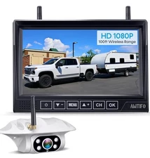 AMTIFO 7” Wireless RV Backup Camera-1080P HD-Night Vision-Wide Angle-Waterproof