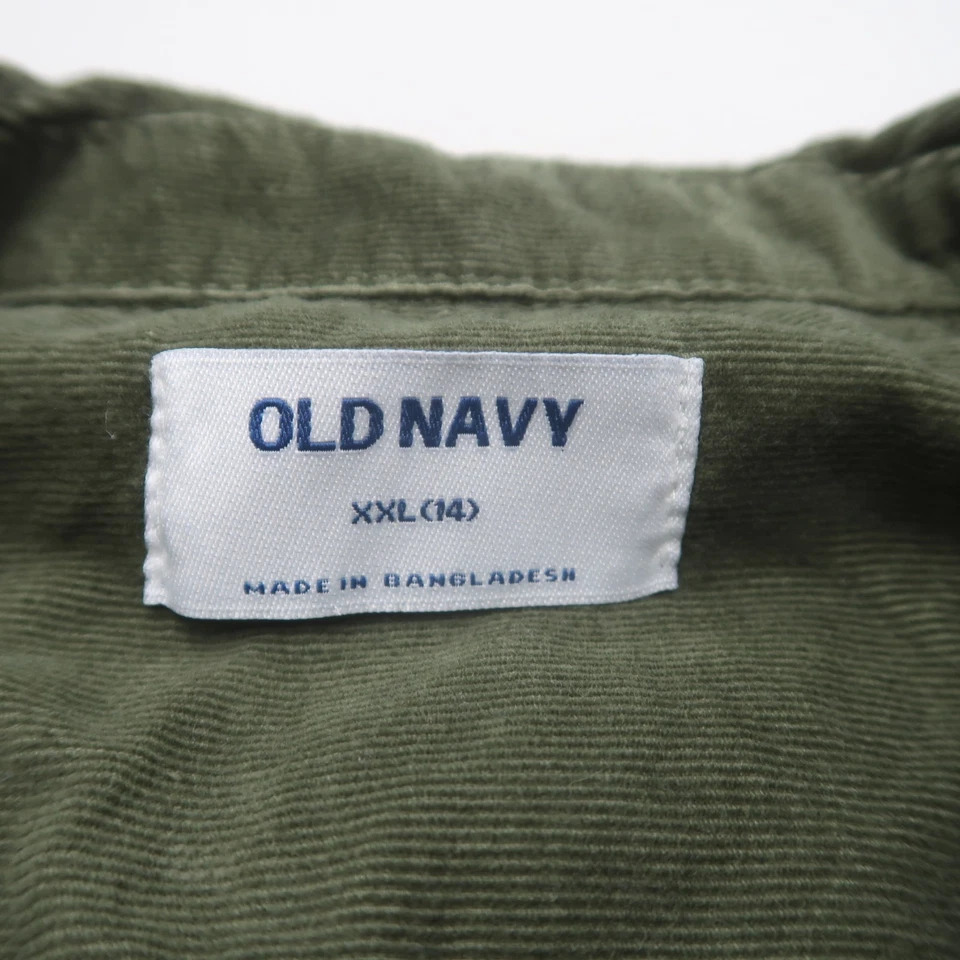Old Navy Girls Youth Corduroy Shirt Dress Size XXL (14) Green Collared Cotton - Image 3 of 4