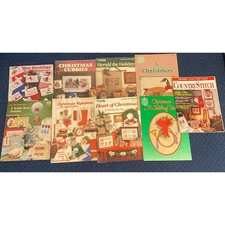 Lot of 8 Christmas Cross Stitch Patterns Leaflets Leisure Arts + Christmas Lot#2