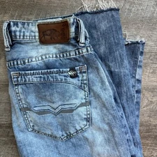 Buffalo David Bitton Jeans Mens 30x26 Blue Driven Straight Stretch Stone Wash