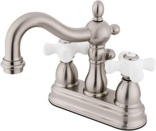 Kingston Heritage Collection 4 Centerset Lavatory Faucet Brushed Nickel KB1608PX