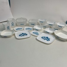 Vintage PLAY Child Size Corning Ware Blue Cornflower Dishes Banner Plastic