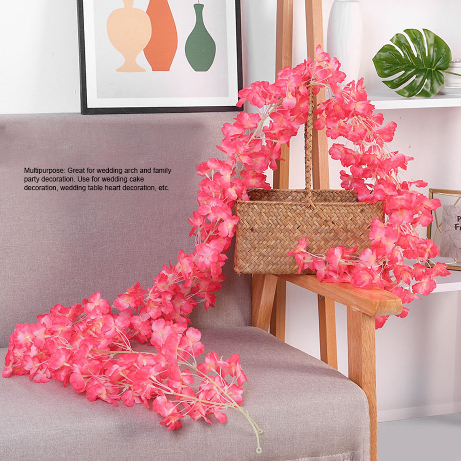 1.8m 256 Simulated Artificial Flower Garland Hanging Vines For Spring Hom