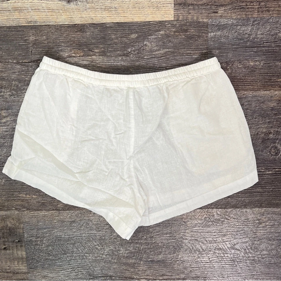 Victoria's Secret Pantalón Corto Cintura Elástica Mezcla Lino Blanco Talla Pequeña S B174 Foto 4 de 4