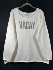 Belle Beach Kim Gravel Women's Long Sleeve Cream White Sweater Round Neck L