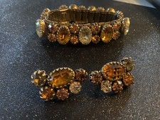 Vintage RARE Designer VENDOME, Signed Rhinestone Bracelet Earring Set