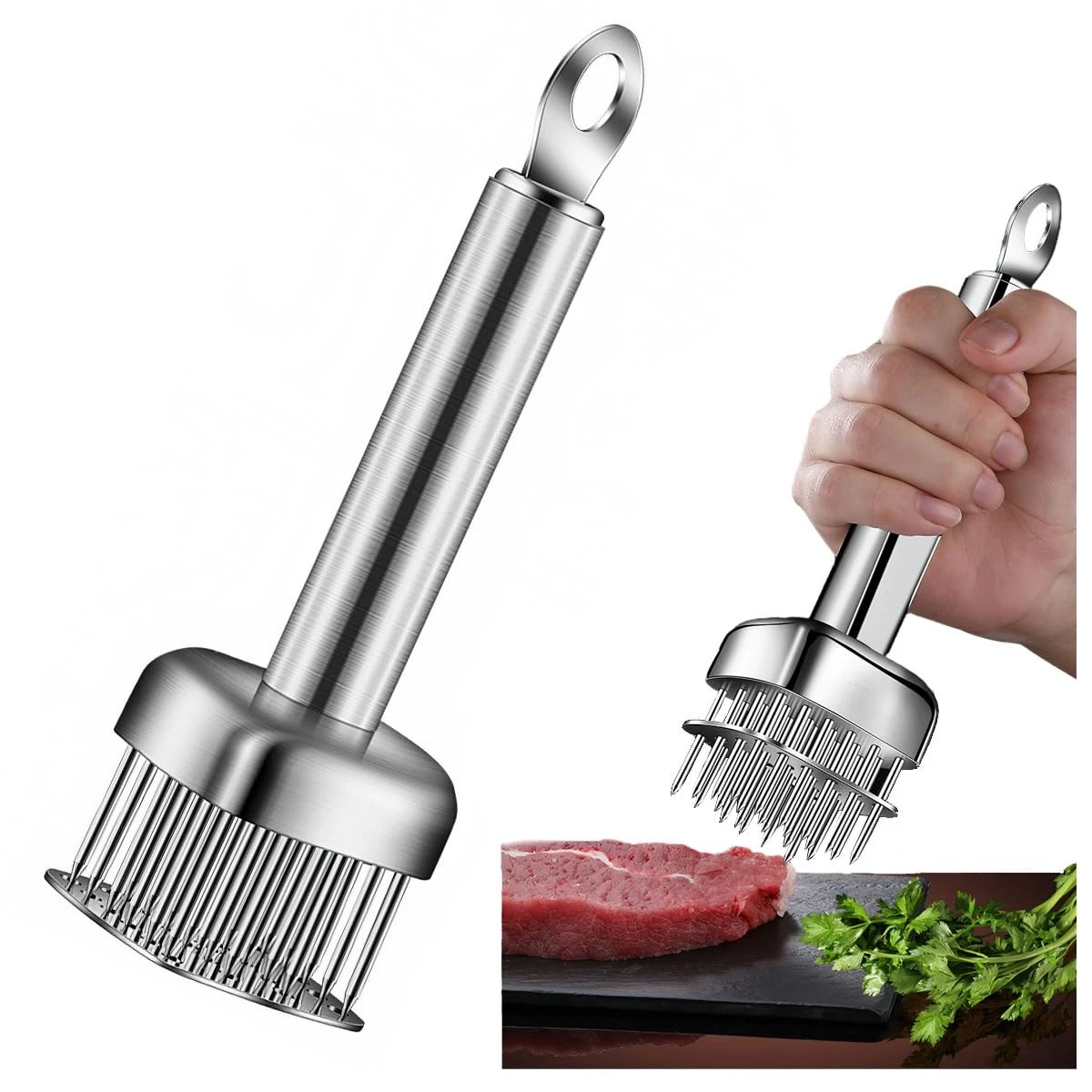 Professional Meat Tenderizer with T316 Stainless Steel Sharp Needle Blade Hea...