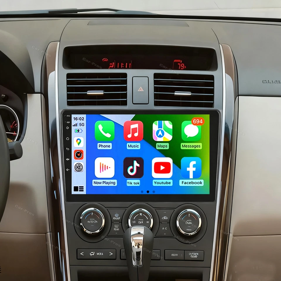 Rádio estéreo GPS navegação WiFi FM para Mazda CX-9 2007-2015 Carplay Android 15 - Imagem 3 de 4