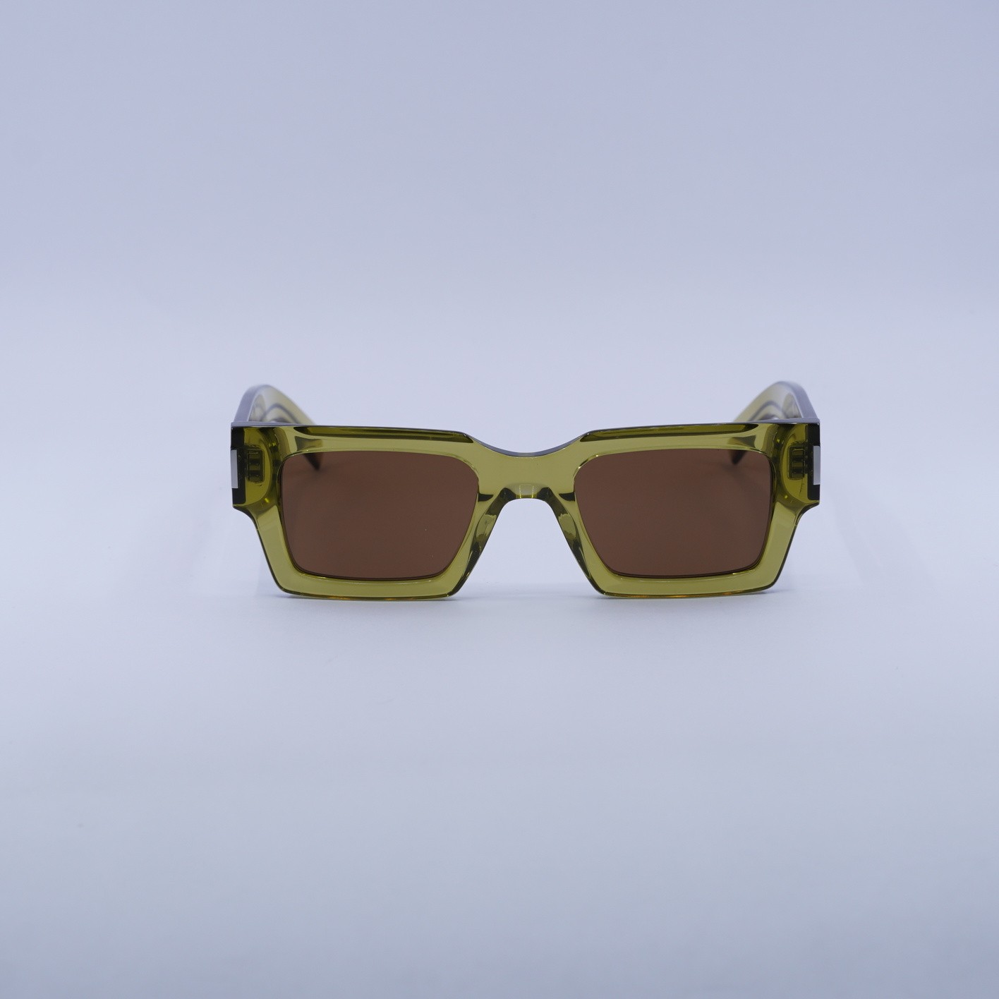 Occhiali da sole Saint Laurent SL572 008 trasparenti verde marrone 50 22 145 nuovi