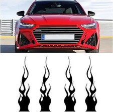 4PCS Flame Reflective Stickers, 5.9" Universal Waterproof Decals Color: Black