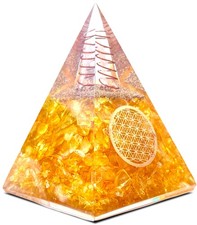 Orgone Citrine Pyramid for Success Handcrafted Orgonite Crystal 6cm, 