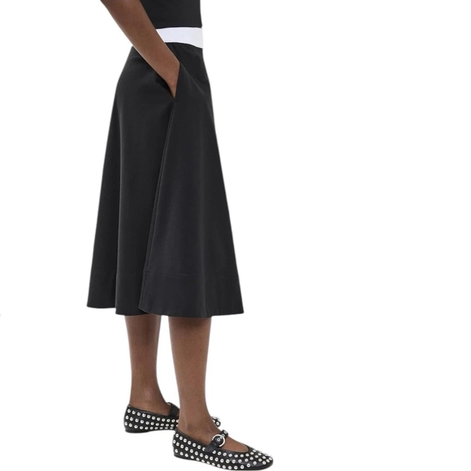 Falda Chloe Kristyn Gwynn Negra Con Cintura Blanca Longitud Midi Talla Mediana Foto 3 de 4