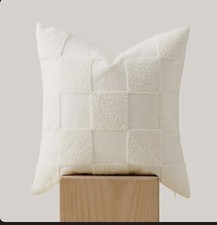 Double Stitch Tufted Square Throw Pillow Cover 18"x18" White/Cream