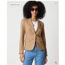 J.Crew Womens Regent Blazer Camel Tan Wool Blend Gold Crest Buttons Size 2