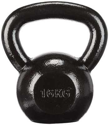 Amazon Basics Gusseisen Kettlebell mit strukturierter und lackierter Oberfläche, schwarz, 16