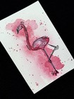 ACEO Original Art - Pink Flamingo, Birds, Animals - Watercolor 2.5x3.5 by M.A.R — photo 2