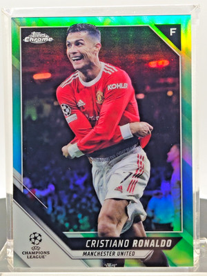 2021-22 Topps Chrome UEFA Cristiano Ronaldo #10 Aqua Refractor /199 Man Utd