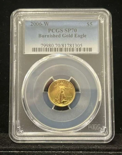 2006-W $5 Burnished Gold Eagle 1/10 oz Coin - First Year of Issue - PCGS SP70