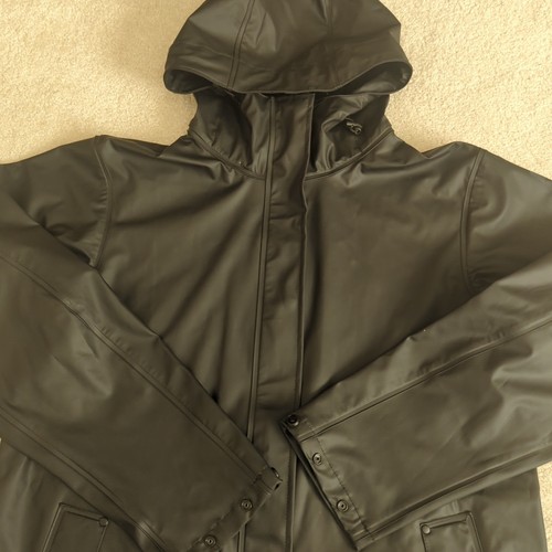 Helly Hansen Jacket Womens Medium Black Rain Wind Hooded Pockets Drawstring - Picture 2 of 10