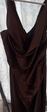 Azazie Atelier Women's Brown Solid Cowl Neck Sleeveless Maxi Dress Size C