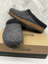 Stegmann Wool Clogs Women Size 8.5 Grey Upper Slip-on Cork Heel EUC Original Box