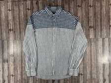 Vilbrequin 100% Linen Striped Shirt size L color blue ivory made in Morocco
