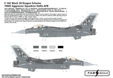 1/48 F-16C Block 30 Dragon Scheme 706th Aggressor Squadron Nellis AFB Decal