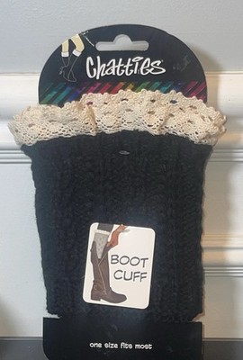 Chatties Boot Cuffs-Black/Cream -Warm & Cozy-Women s One Size Fits Most New 