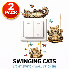 2pcs SWINGING CATS Wall Sticker Decal Window Bedroom Plug Socket Light Switch