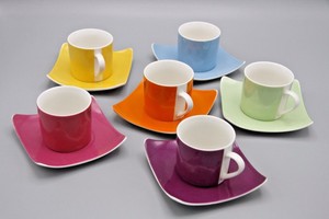 Genevieve Lethu Demitasse Set Of 6 Cups And Saucers Modern Design Multicolor Ebay