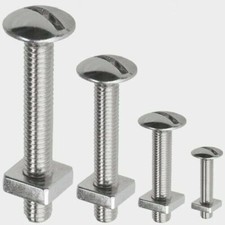 A2 STAINLESS STEEL SLOTTED ROOFING ROOF MUSHROOM HEAD MACHINE BOLTS SQAURE NUTS