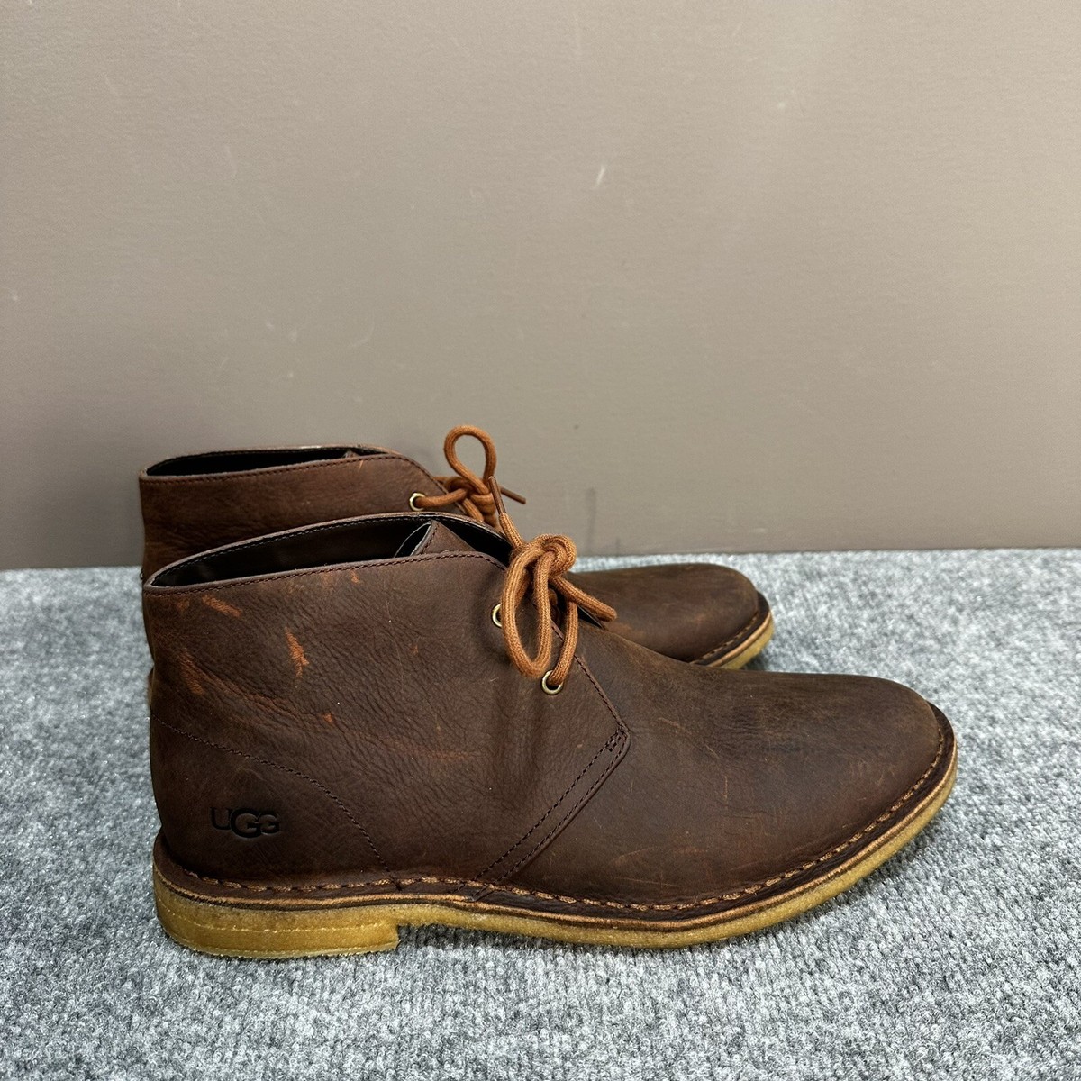 NEW UGG Boot Mens 10 Brown Groveland Chukka Lace Up Leather 