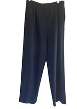 St. John Basics Vtg. Knit Navy Blue Pleated Trouser Pants Size 14