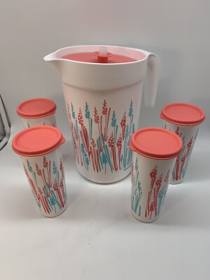 Tupperware Set Jumbo Jug 4 Liter & 16 oz Tumblers(4) -PC