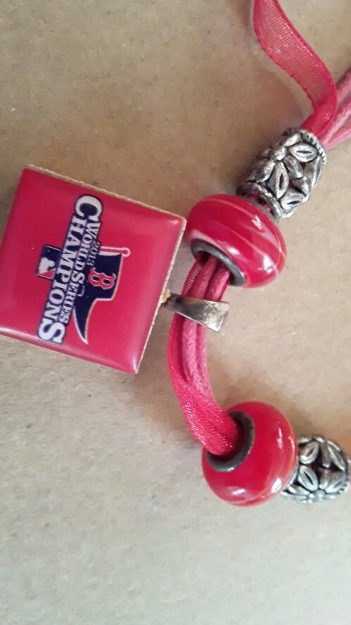 BOSTON RED SOX 2013 WORLD SERIES CHAMP LIFETILES 19" BEAD RIBBON+TWINE NECKLACE - Image 4 of 4
