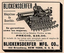 1898 e Latin America Blickensderfer Typewriter Print Ad
