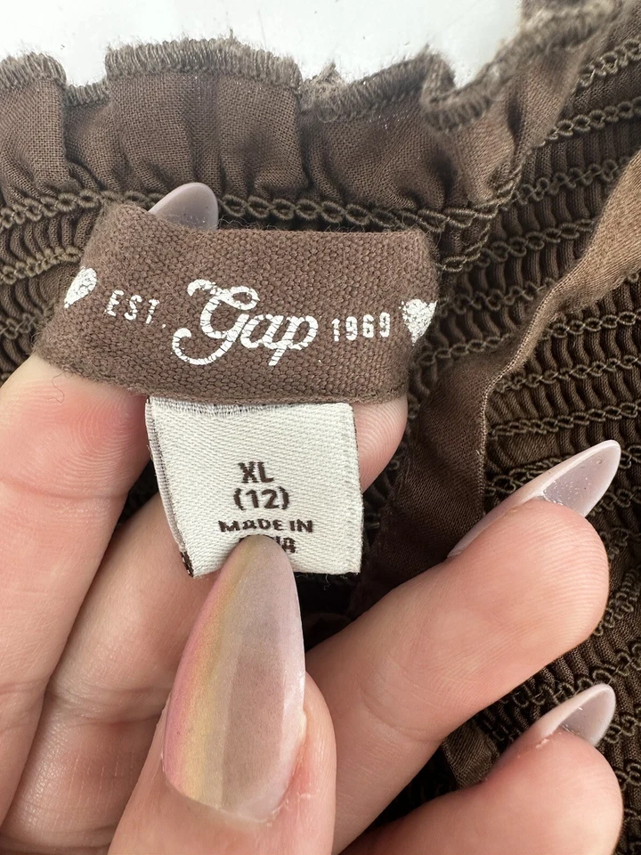 Camiseta sin mangas Gap para niños y niñas talla XL 12 marrón con cuentas en capas Foto 4 de 4